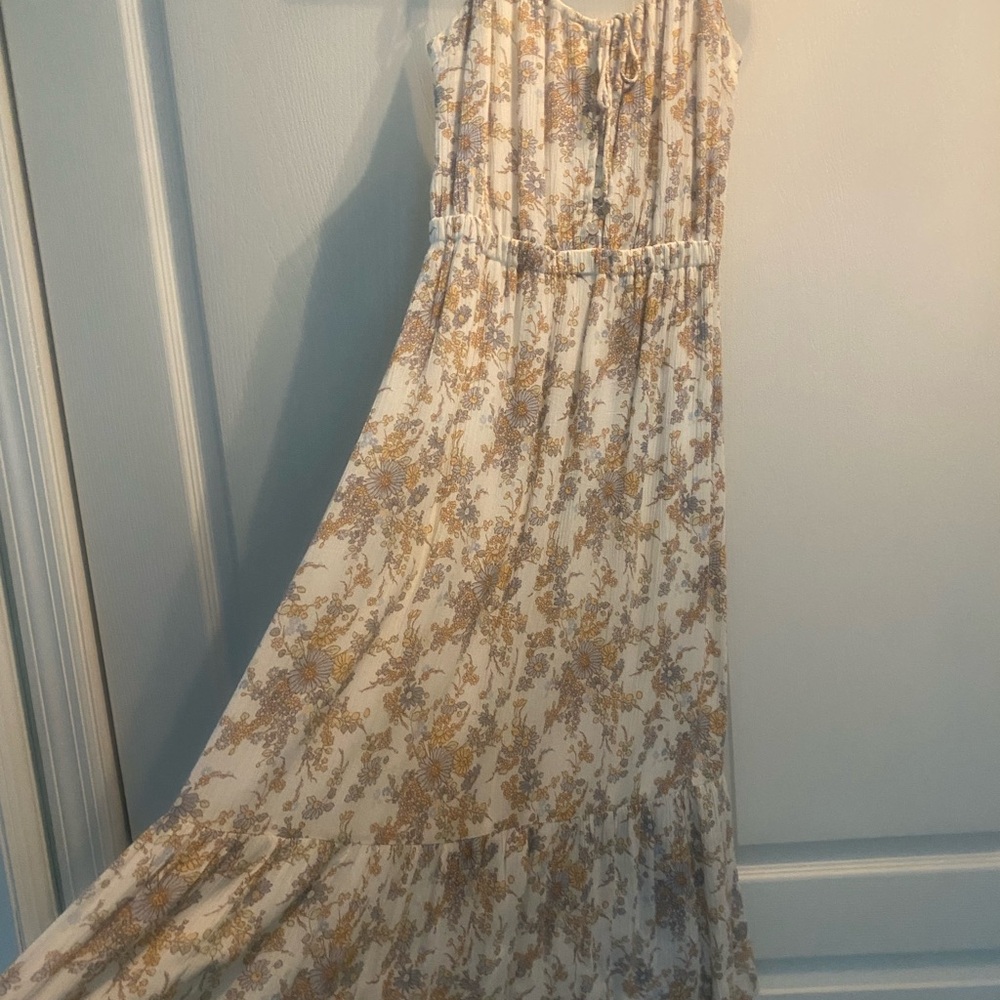 Abercrombie & Fitch Cream Maxi Dress with Flutter Sleeves for Cocktail
